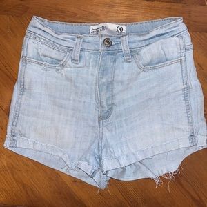 American Eagle High Rise Shorts, Size 00, Waist 24, Light Wash